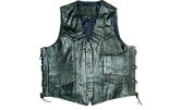 thumb of teak laced leather waistcoat
