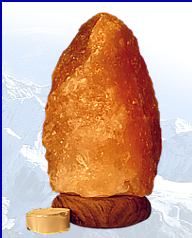 Picture of a natural salt lamp and a link to natural shaped lamps gallery