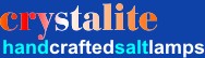 Crystalite logo and hand crafted salt lamps text