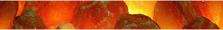 Top banner picture of lit and glowing salt lamps on the Natural Shaped Salt Lamps ordering page