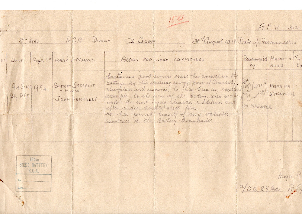 Commendation Medaile D'Honneur P1