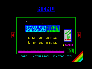 Astronave 2021 ROM Cartridge Menu Screenshot