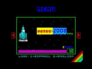 Astro 2008 ROM Cartridge Menu Screenshot