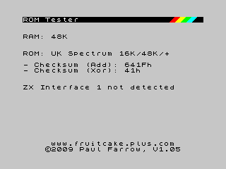 Spectrum ROM Tester 48K Spectrum Screenshot