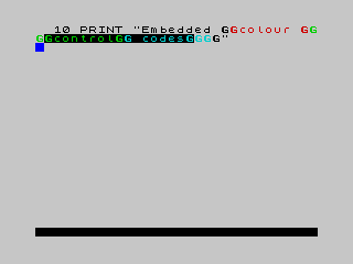 Spanish 128 Emulator Embedded Colour Control Codes Screenshot