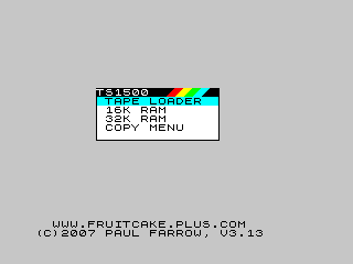 TS1500 ROM Cartridge Memory Configuration Menu