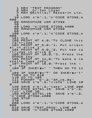 Spectrum Test Program BASIC Listing