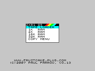 QS Character Board ZX81 ROM Cartridge Memory Configuration Menu
