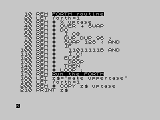 µSource FORTH listing Screenshot