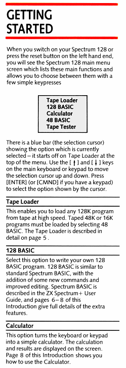 Spectrum 128 Introduction Manual - Getting Started