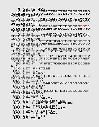 Program Listing of ZX80 Breakout