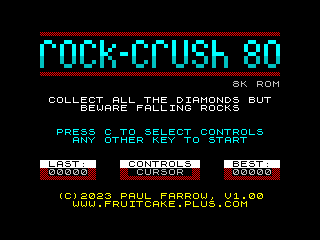 Chroma 8K ROM Menu Screenshot of Rock Crush 80