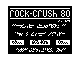 8K ROM Menu Screenshot of Rock Crush 80