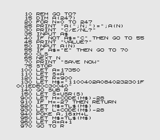 Program Listing of 1K ZX80 (4K ROM) Space Intruders