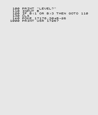 Program Listing of ZX80 (8K ROM) 1K Super Invasion