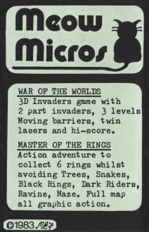 War Of The Worlds & Master Of The Rings Inlay