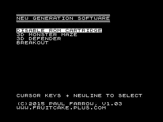 Example ROM Cartridge Menu